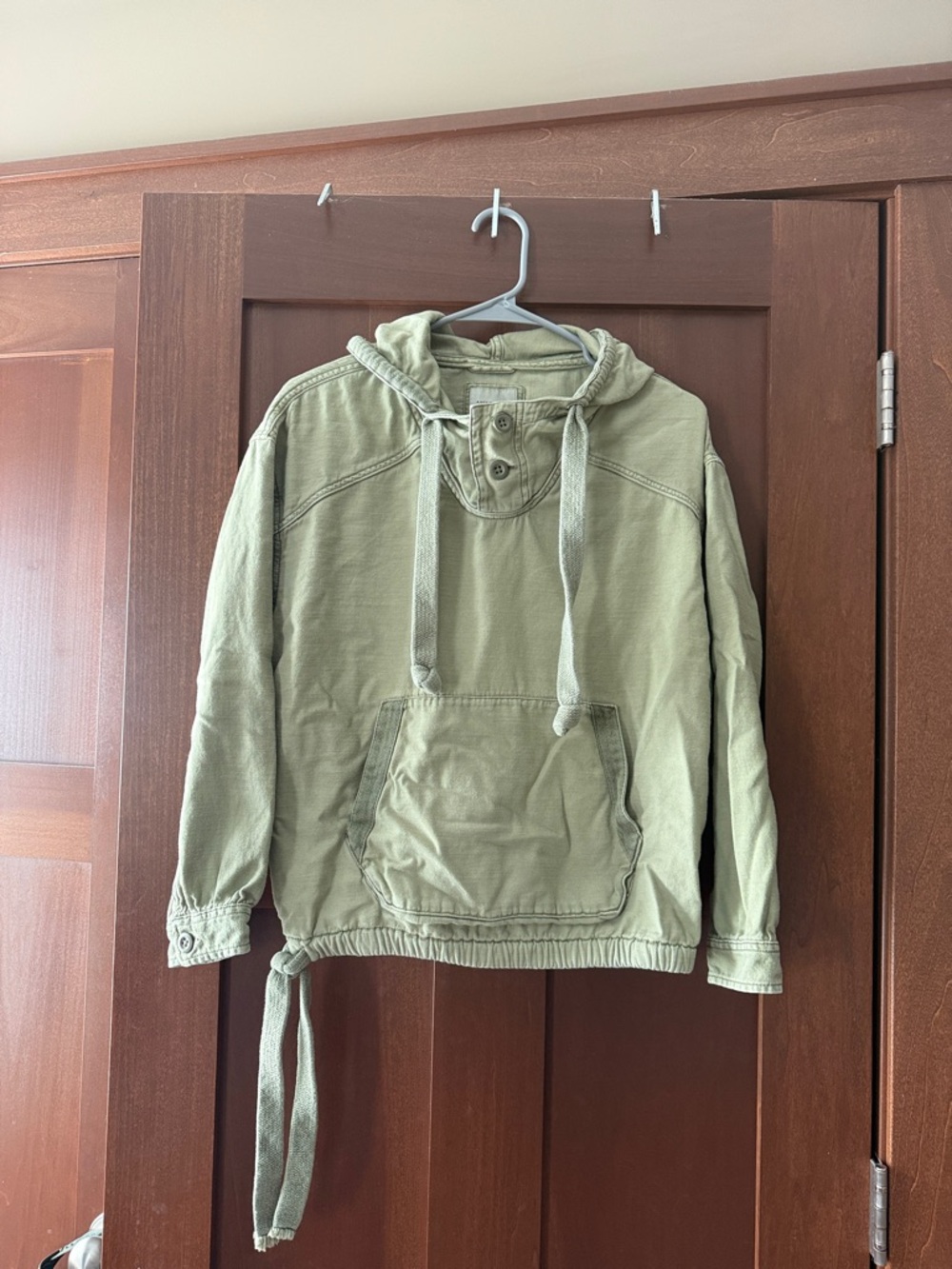 American Eagle Outfitters Olive Green Hooded Pullover Jacket